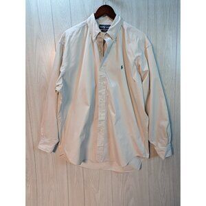 Ralph Lauren Shirt Mens Large Blake Button Down Beige Solid Long Sleeve